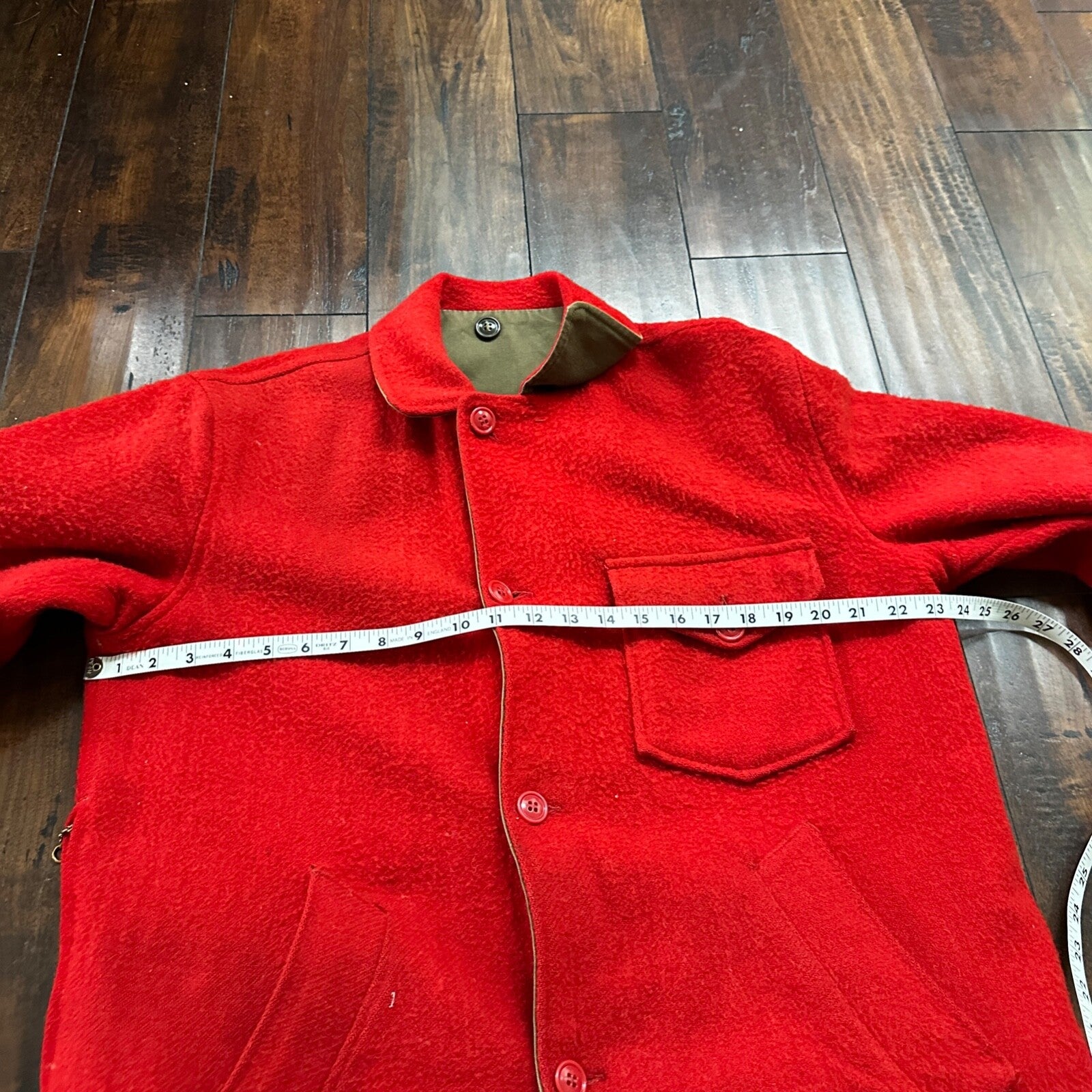 VTG 40s 50s Wool Western Coat Jacket Rockabilly Red Military Green WWII RARE