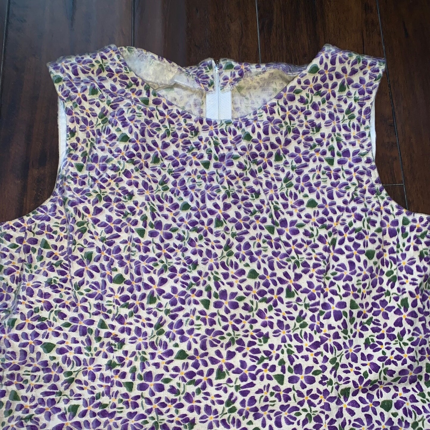 70s Women's Vintage House Dress Kaftan MuMu Shift Purple Floral 80s Hipster Cute