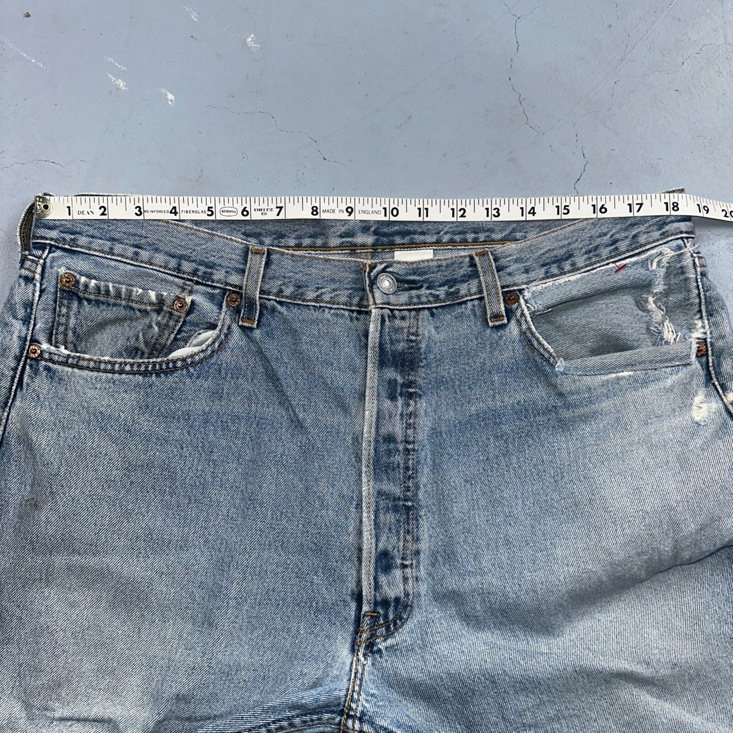 Levis 501 Vintage 90s Mexico Straight Leg Jeans 38x30 Y2K Light Wash Act 37x29