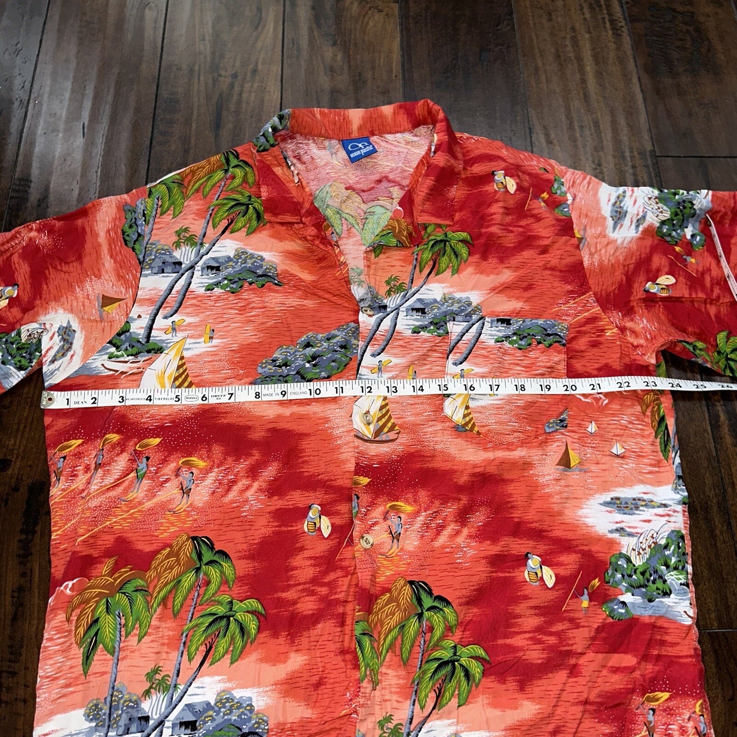 VTG OCEAN PACIFIC OP SHIRT HAWAIIAN ALOHA Rare 80s 70s Red All Over Print Crazy