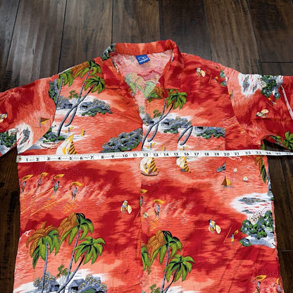 VTG OCEAN PACIFIC OP SHIRT HAWAIIAN ALOHA Rare 80s 70s Red All Over Print Crazy