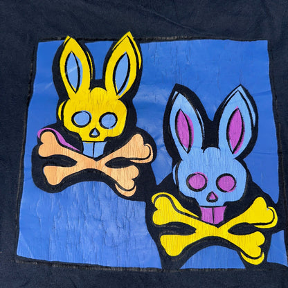 Psycho Bunny Shirt Mens 5 Black James Bunny In A Box Skull Skater Tee USED