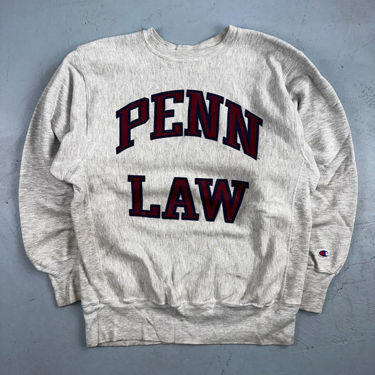 VTG 90s Champion Reverse Weave Crewneck Sweatshirt Gray USA Penn Law State
