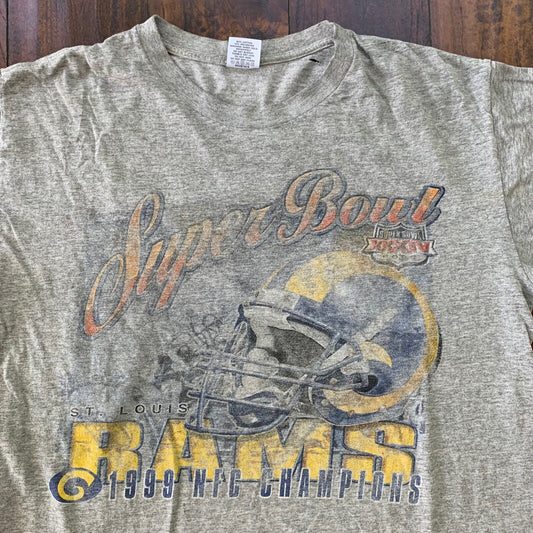Super Bowl 1999 Vintage T Shirt Starter NFC St Luis Rams Thrashed Rap Football