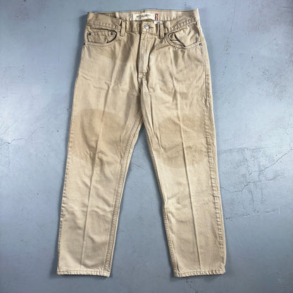 Levis 505 Vintage Y2K Jeans Beige Stained Zipper Fly Straight 34x29 Act 32x28
