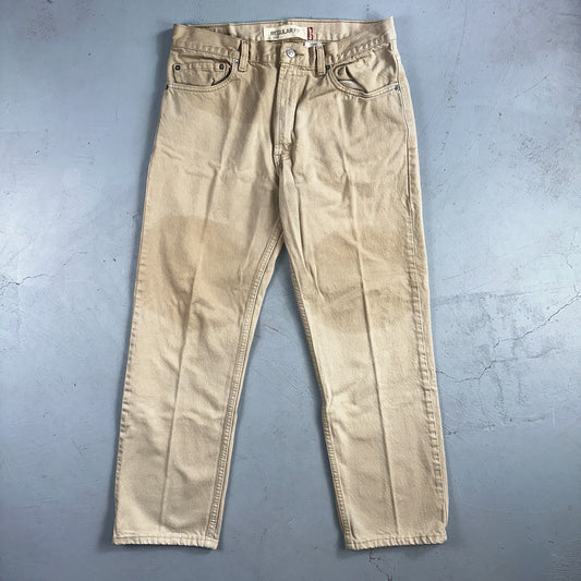 Levis 505 Vintage Y2K Jeans Beige Stained Zipper Fly Straight 34x29 Act 32x28