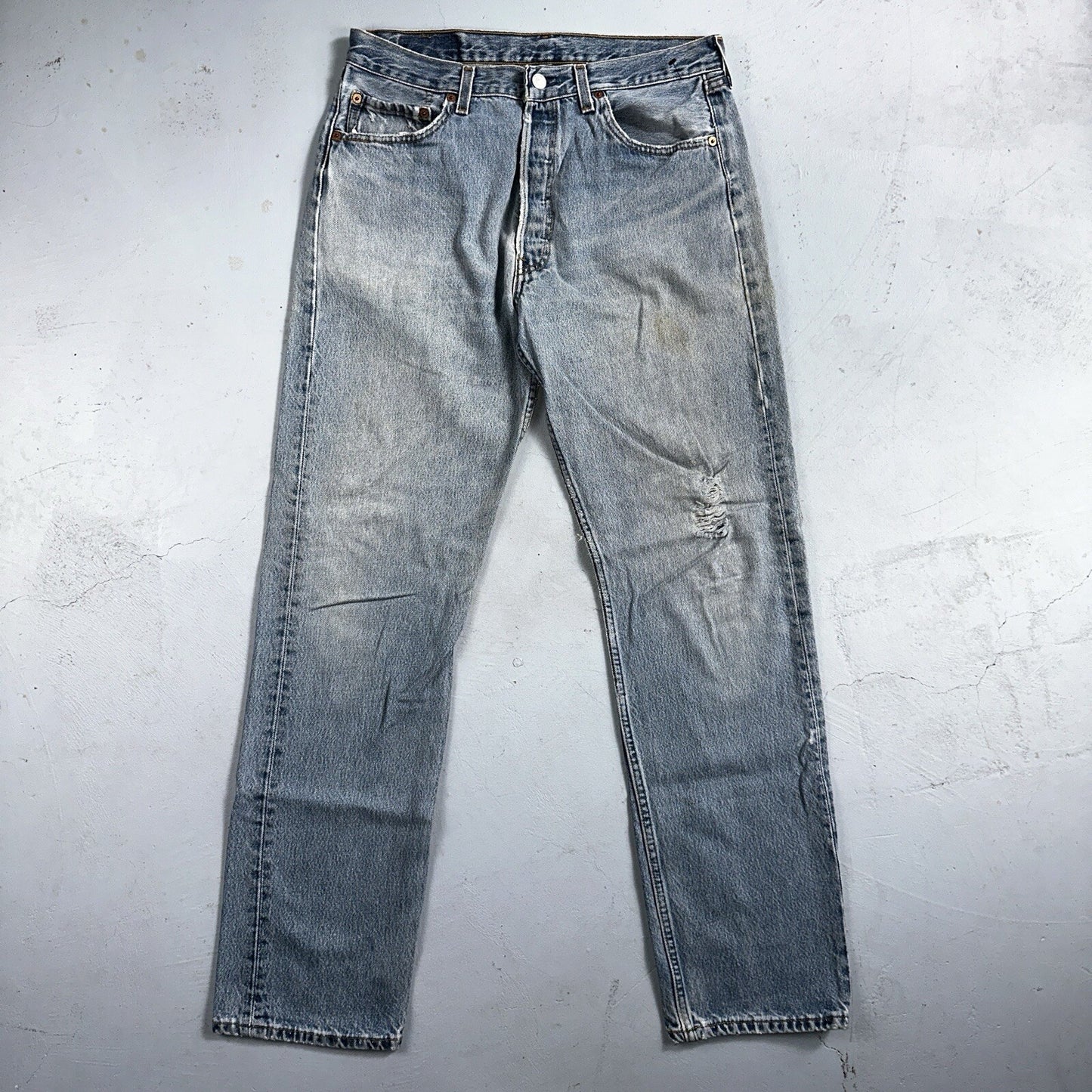 Levis 501 Vintage 90s USA XX Straight Leg Jeans 34x34 Light Wash Act 31x32