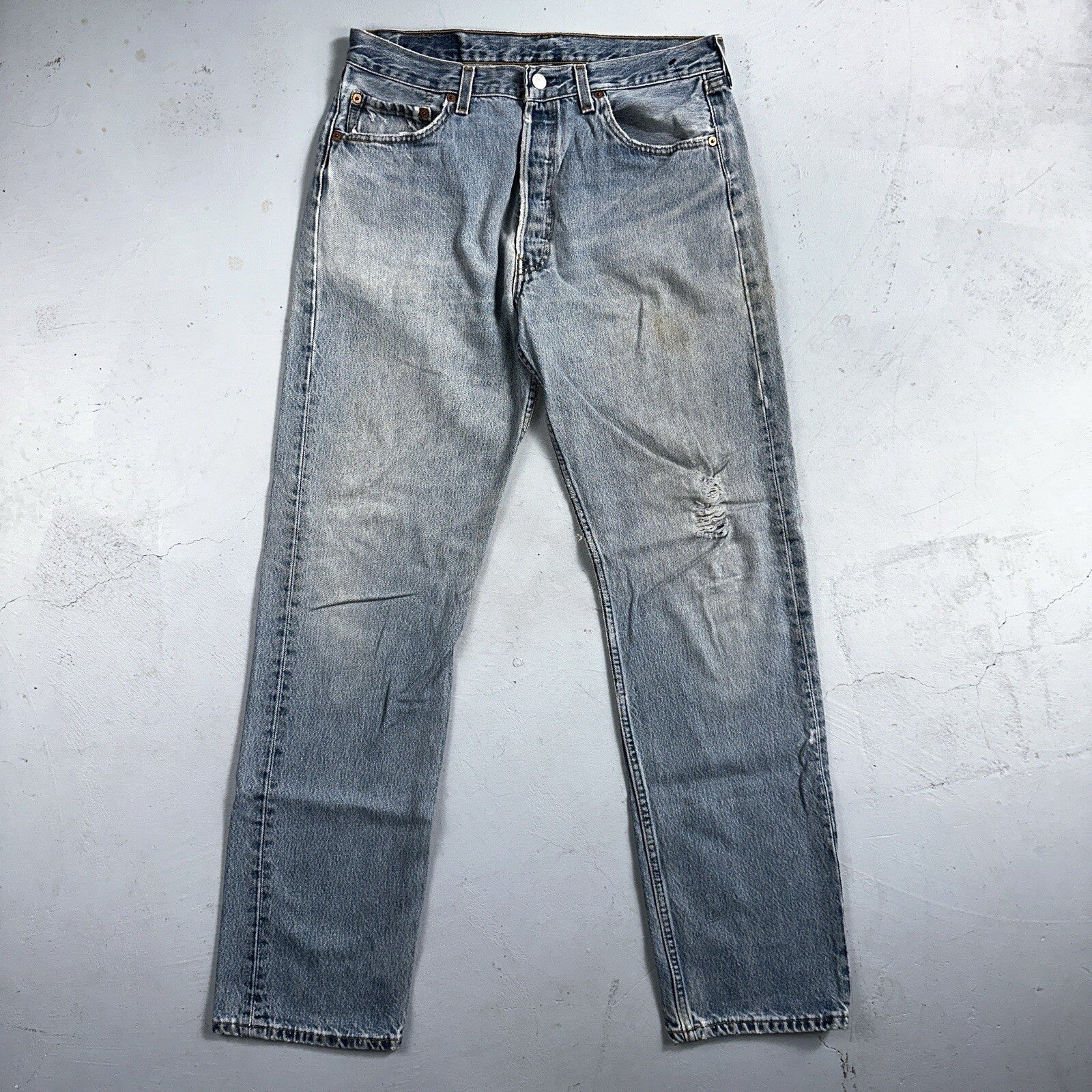 Levis 501 Vintage 90s USA XX Straight Leg Jeans 34x34 Light Wash Act 31x32