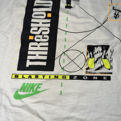 Nike Vintage T Shirt Mens Aqua Socks Swim Rare 90s Gray Tag Cut Rocket Blast