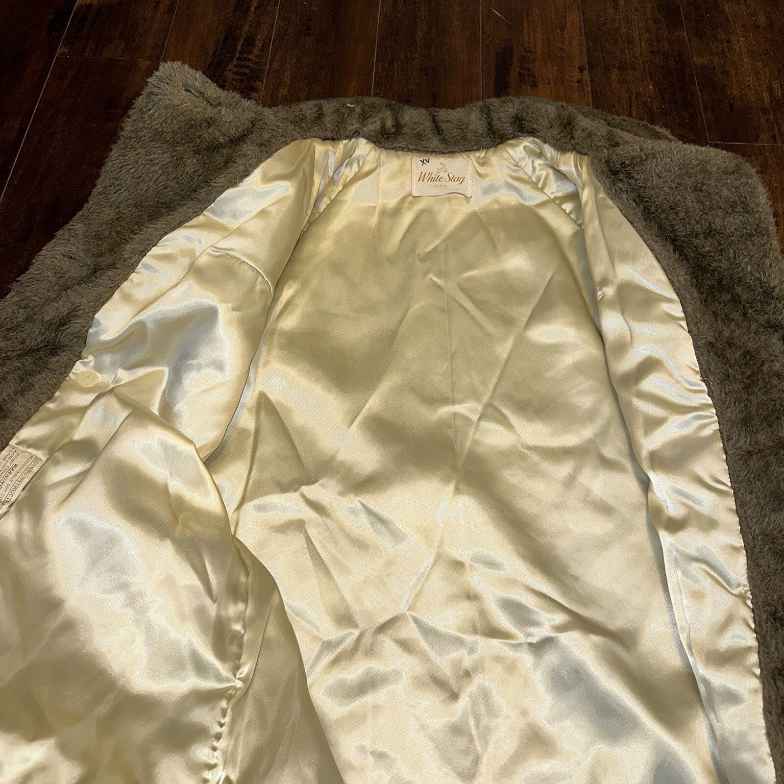 Vtg 50s 60s WHITE STAG Faux Fur Button Up Coat Jacket Union Rockabilly Rare