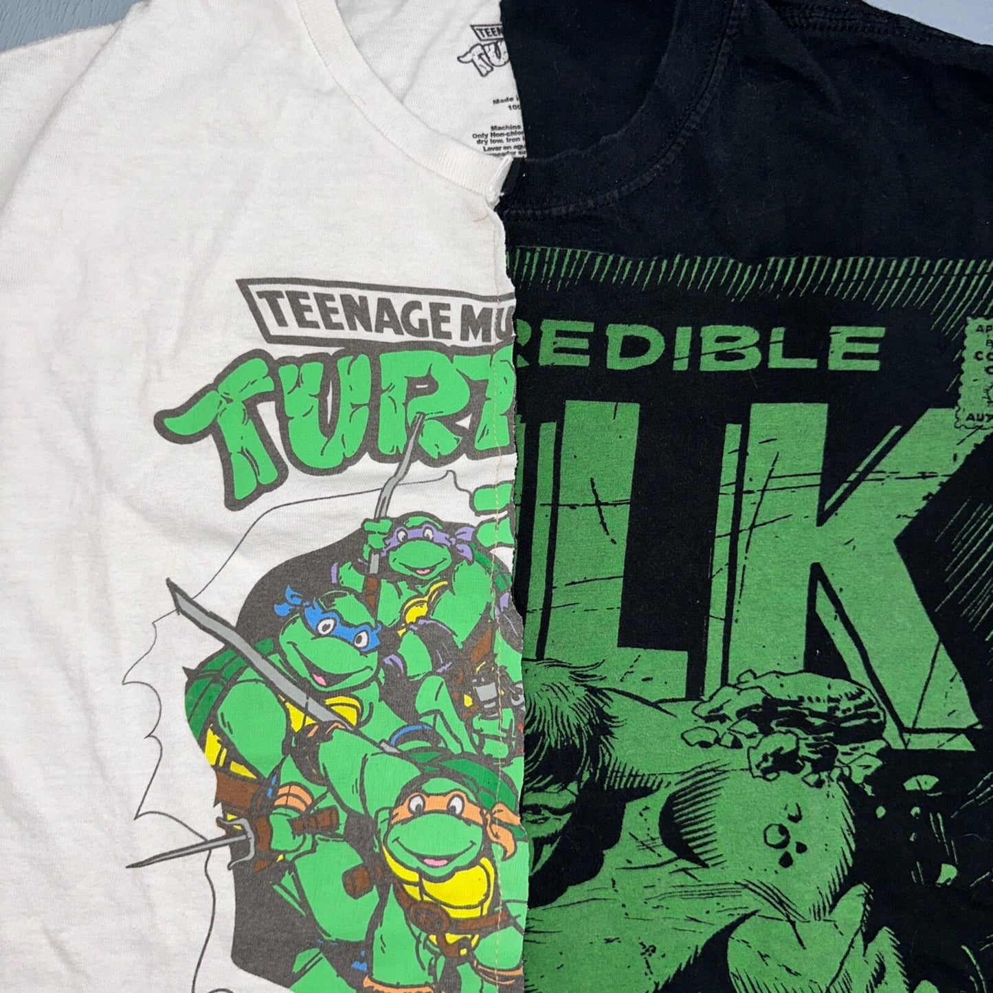 Ninja Turtle Hulk Super Hero Split Cut Sewn VTG Style T Shirt Y2K Custom Unique