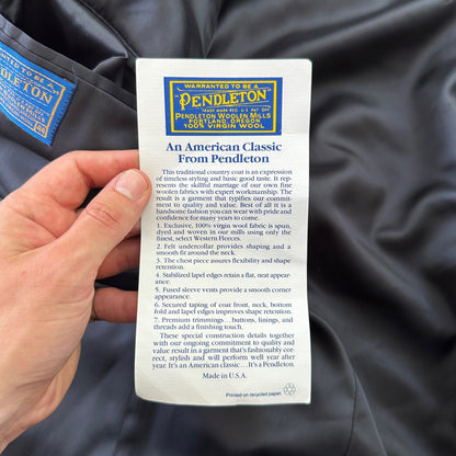 VTG Pendleton Blazer Men's 44 Wool Sport Coat USA Blue Gray Knit Button-Up 70s