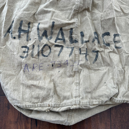 VTG WWII Canvas Garment Laundry Bag Rare Military Denim 1940s 40s 50s Stencil