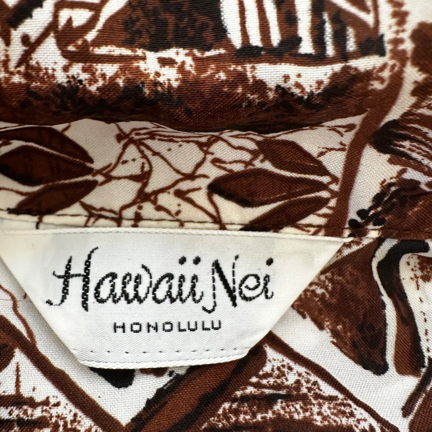 Hawaii Nei Honolulu Vintage 60s Mens L White Short Sleeve Button Down Shirt