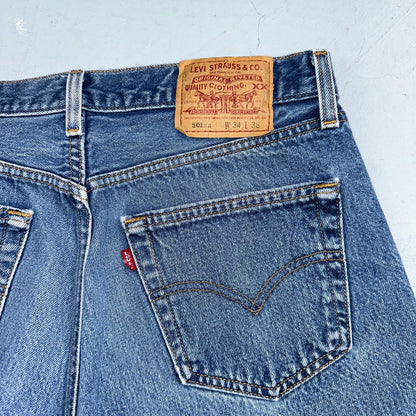 Levis 501 Vintage 90s USA XX Straight Leg Jeans Blue Light Wash 34x36 Act 32x30