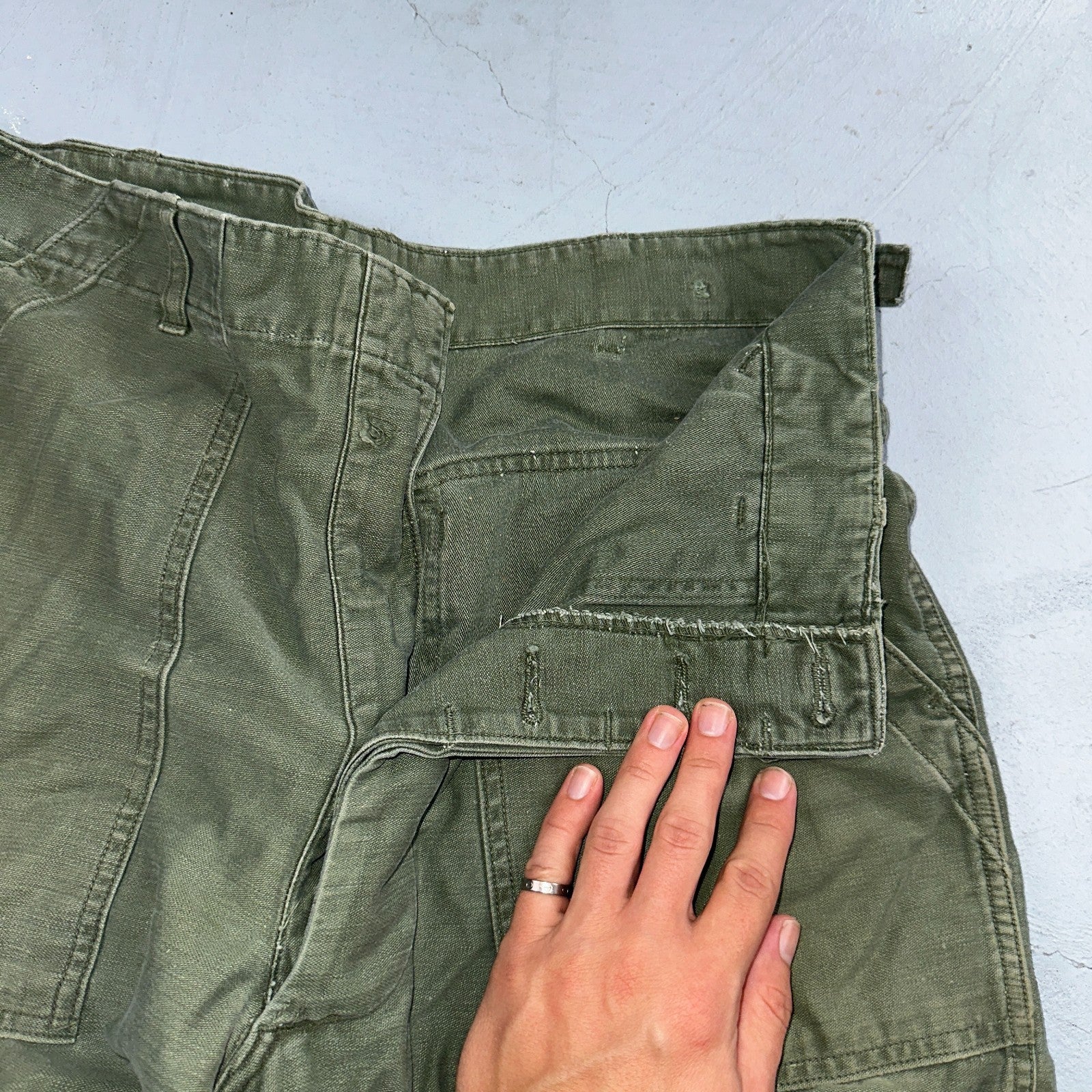 Vintage 1960s 70s Vietnam OG 107 Fatigue Pants 60s Missing Button Fly Act 32x31
