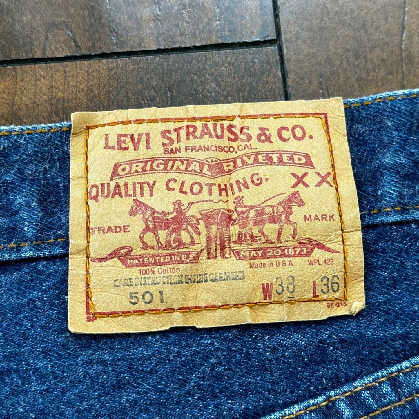 VTG 80s Levis 501 Button Fly 38x36 USA Tag Jeans Straight Wash Blue XX Act 34x32
