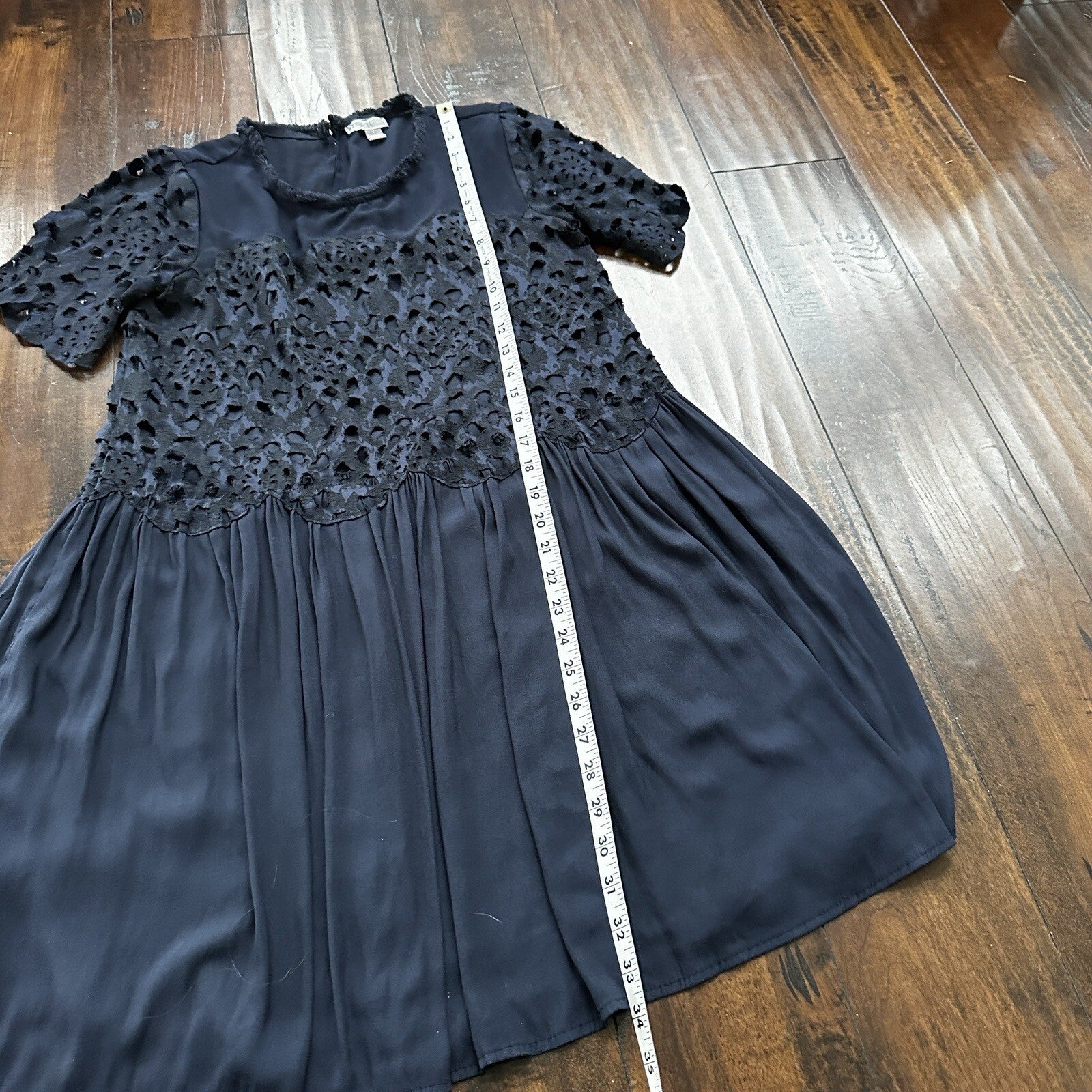 Chelsea28 Dress Womens S Navy Dot Flowy Long Sleeve Midi Cute Blue Vtg Style