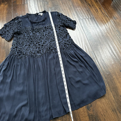 Chelsea28 Dress Womens S Navy Dot Flowy Long Sleeve Midi Cute Blue Vtg Style