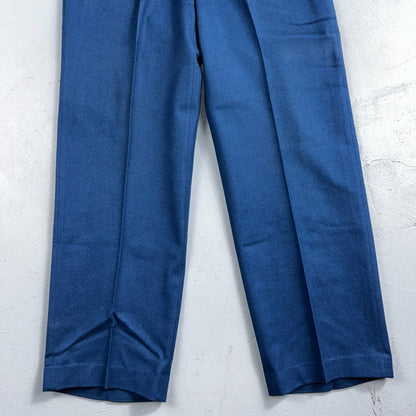 VTG Wool Trousers Pants Sz 31x31 1940s WWII Button Fly Wide Leg Dress Suit Blue