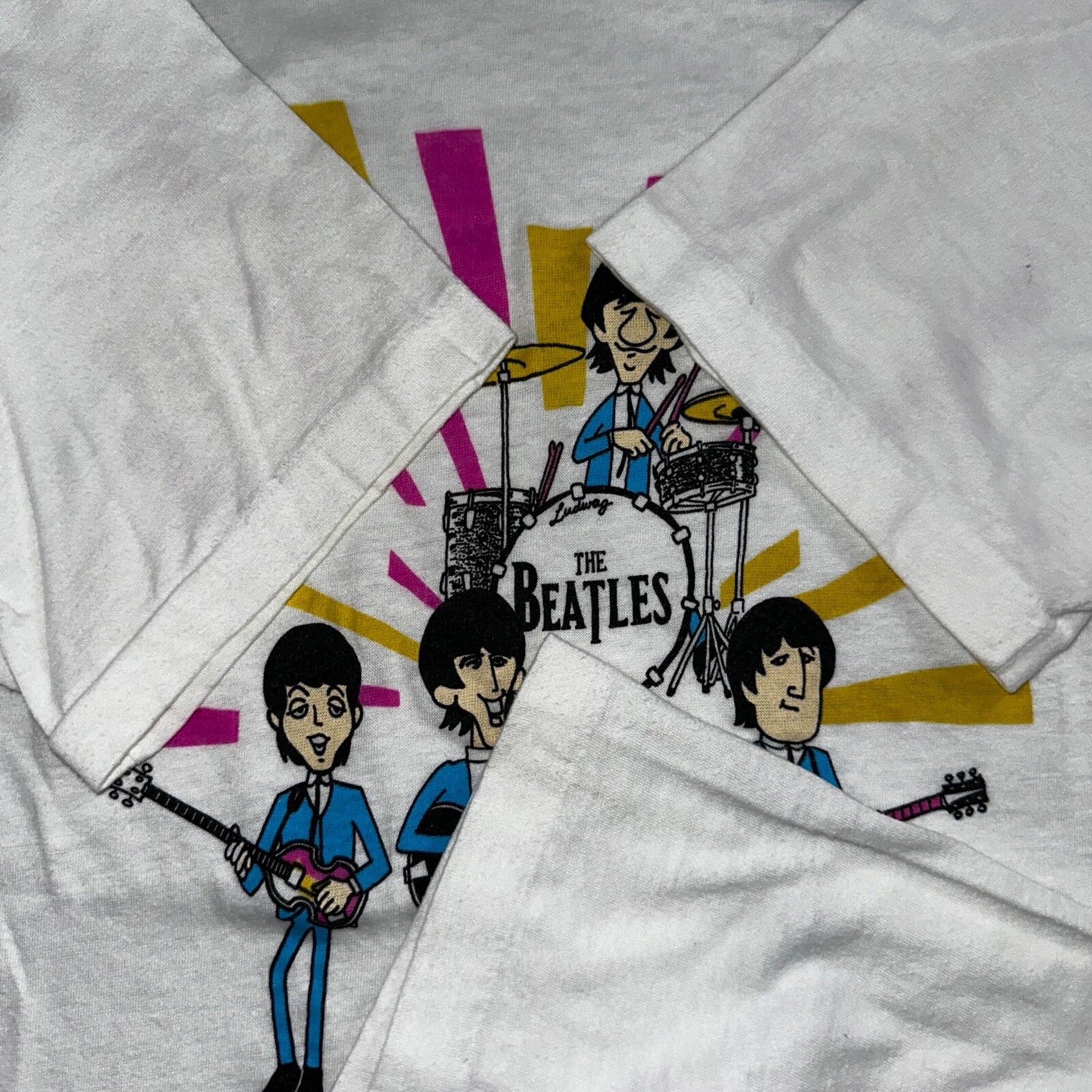 1987 Beatles Rock & Roll Music Cartoon T-Shirt Vintage Original Rockabilly 80s