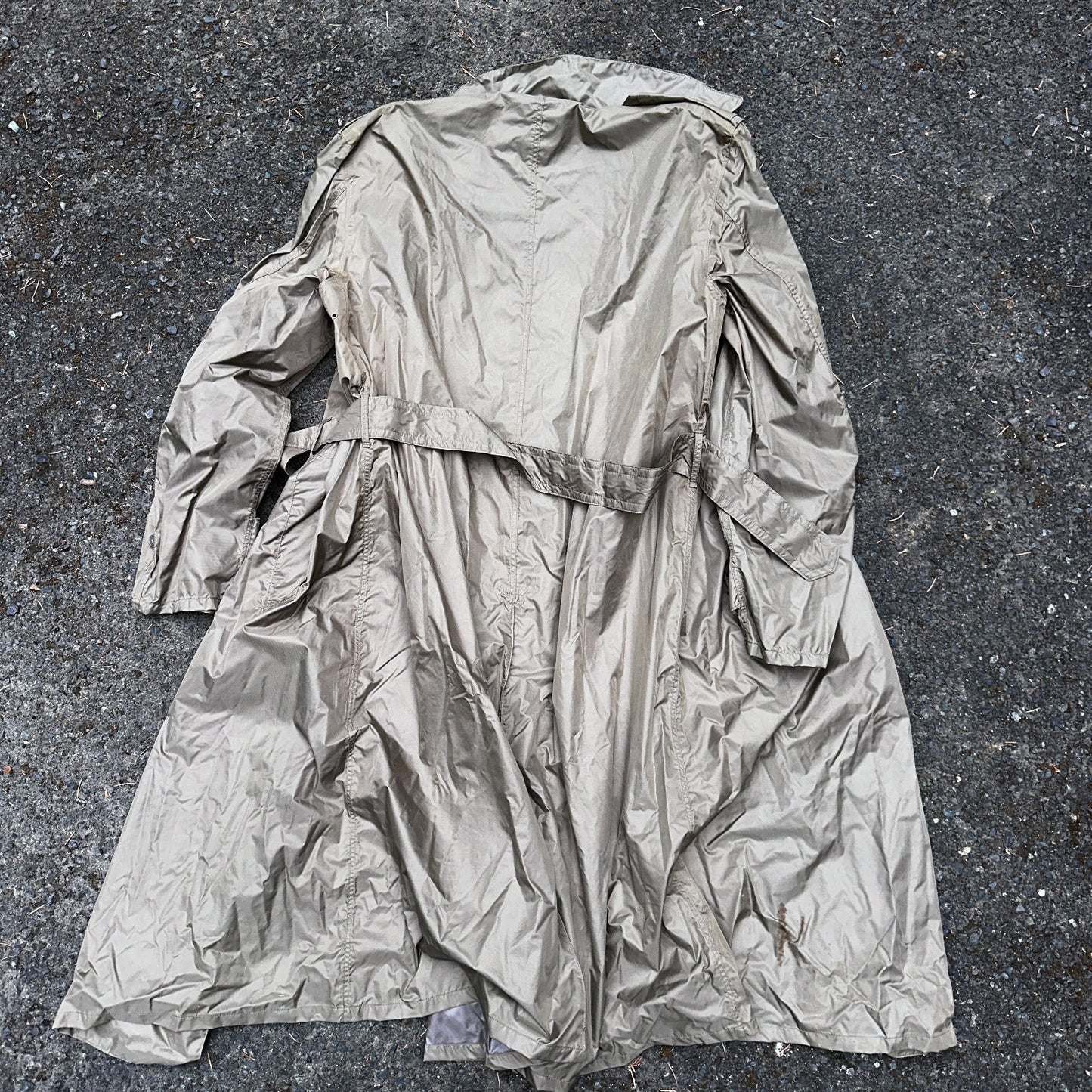 VTG 1958 US Army Mans Raincoat Nylon Taupe Shade 179 Military Uniform Mens 38L