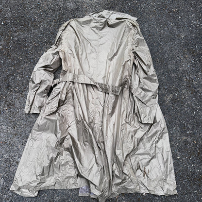 VTG 1958 US Army Mans Raincoat Nylon Taupe Shade 179 Military Uniform Mens 38L