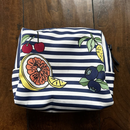 Tory Burch Printed Nylon Cosmetic Case Blue Fruits Wild Cute Print Berries