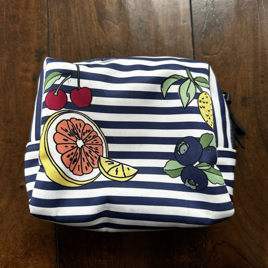 Tory Burch Printed Nylon Cosmetic Case Blue Fruits Wild Cute Print Berries