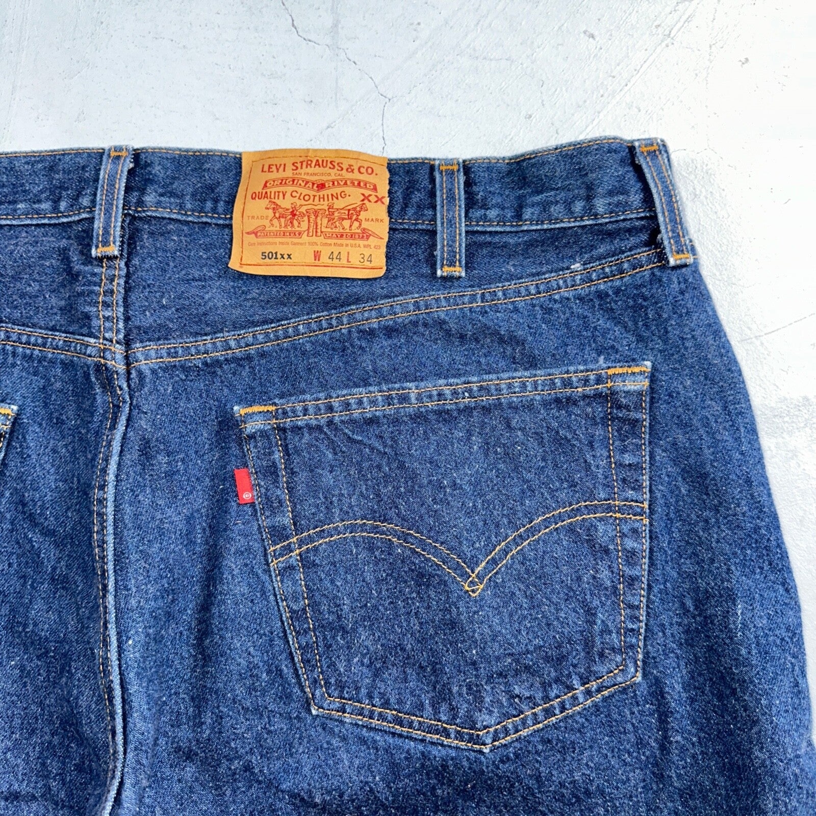 Levis 501 Vintage 90s USA XX Straight Leg Jeans Blue Dark Wash 44x34 Act 41x31