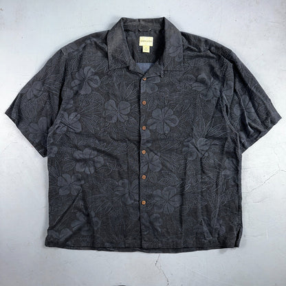 Joseph & Feiss Silk Shirt Mens XXL Short Sleeve Button Up Floral Camp Black Gray
