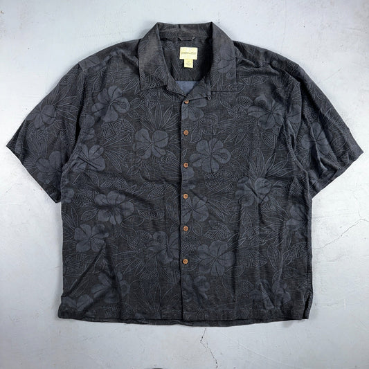 Joseph & Feiss Silk Shirt Mens XXL Short Sleeve Button Up Floral Camp Black Gray