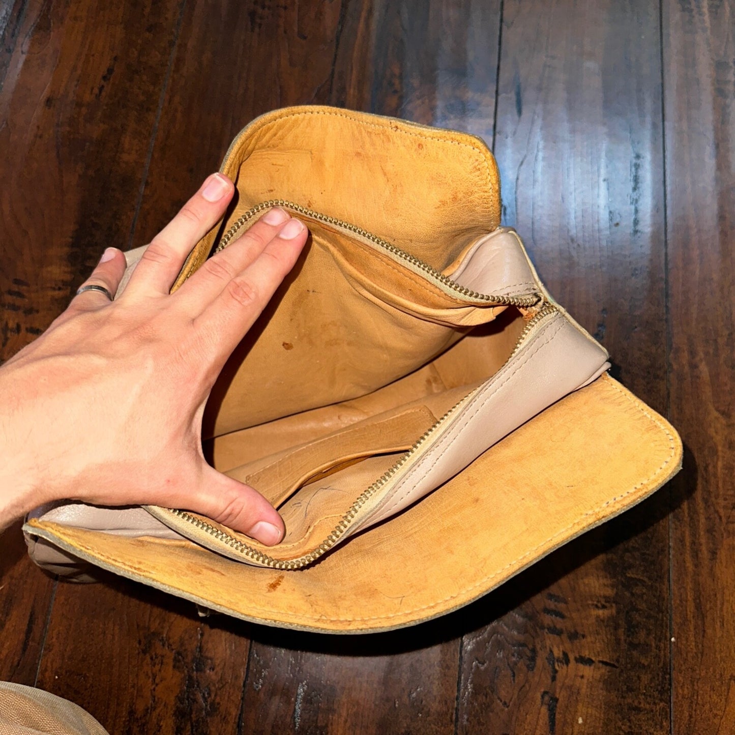 VTG 1950s Basic Hand Bag Purse Leather USA Talon Zip 50s 40s Rockabilly Cowboy