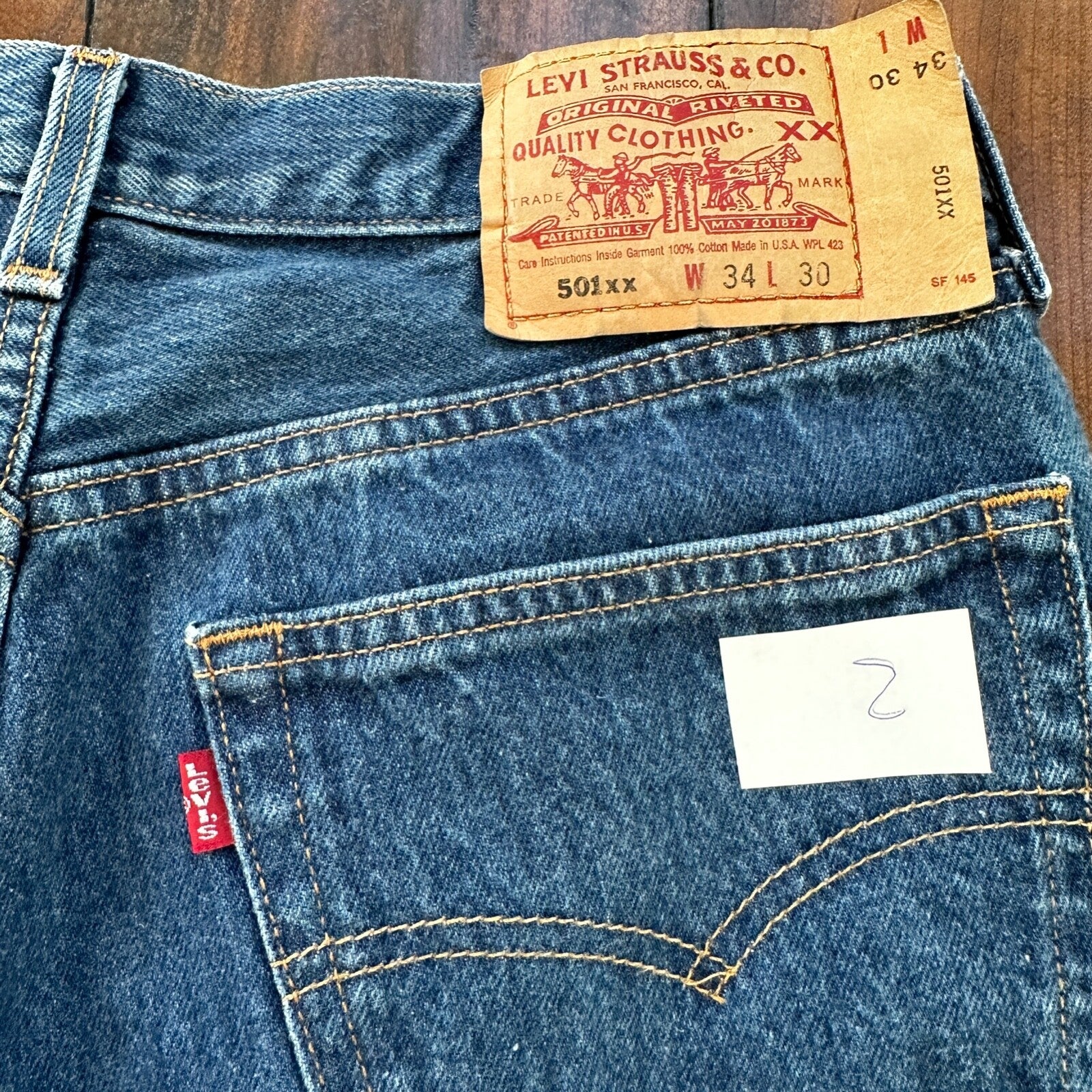 VTG Levis 501 XX Button Fly 90s USA Jeans Denim Straight Capri 34x30 Act 30x26