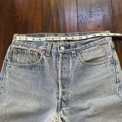 VTG 90s Levis 501 Button Fly 32x34 USA Tag Jeans Straight Wash Blue XX Act 29x29