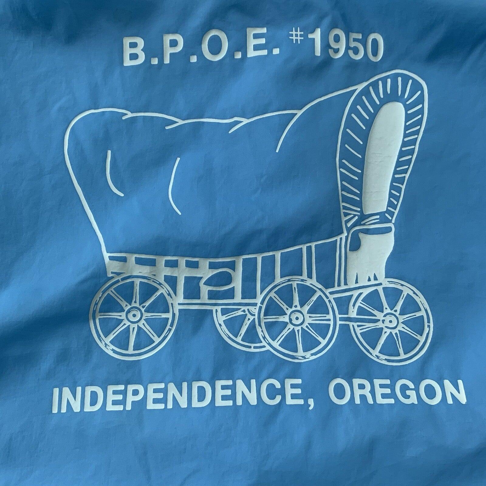 Vintage Oregon 80’s Hartwell Baby Blue Satin Jacket Lined USA Independence 1950