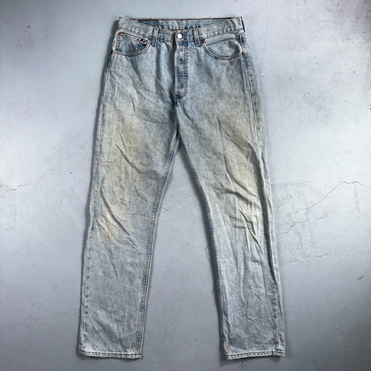 Levis 501 Vintage Y2K Hungary Straight Leg Jeans 33x34 90s Light Wash Act 31x32