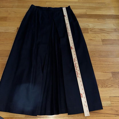 Womens Harve Benard Black Black Wool Lined Flare Skirt w Back Zipper Size 12 VTG