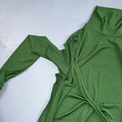 Topshop Women's Maxi Dress S Green Polyester Elastane Maxi Long Mock Neck