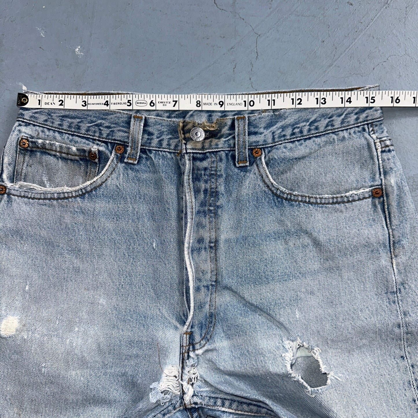 Levis 501 Vintage 90s USA XX Straight Leg Jeans Blue Light Wash 34x36 Act 31x31