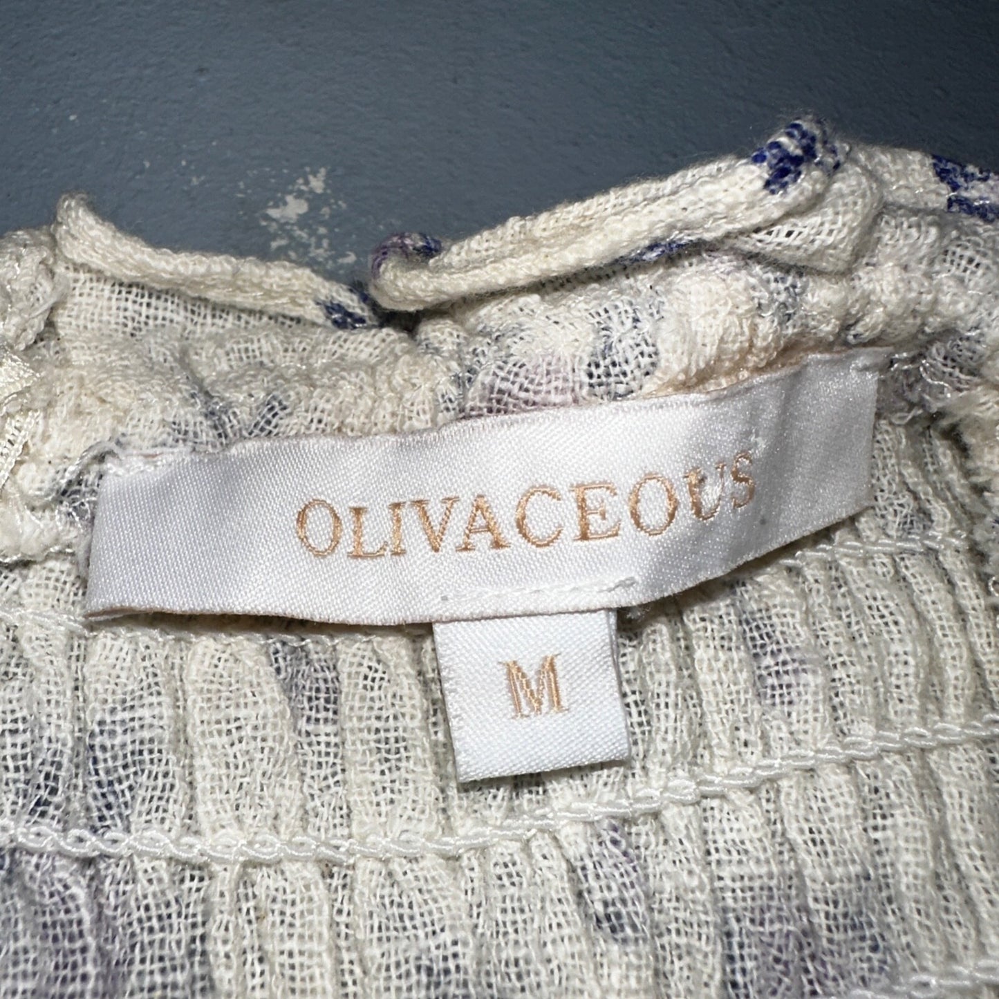 Olivaceous Medium Chiffon Tiered Babydoll Dress White Short Sleeve Floral