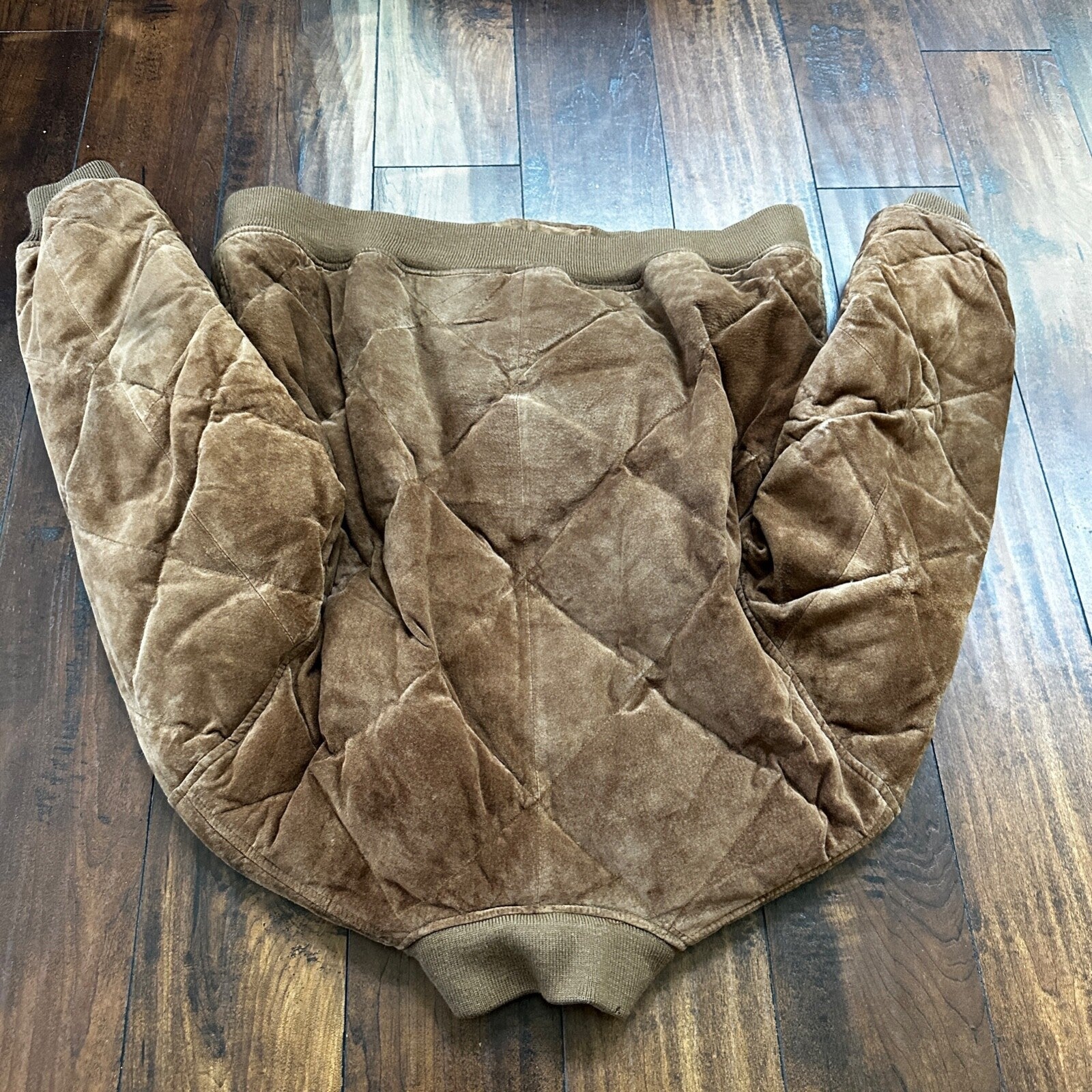 VTG 90s Eddie Bauer Jacket Brown Genuine Suede Leather Goose Down Bomber RARE