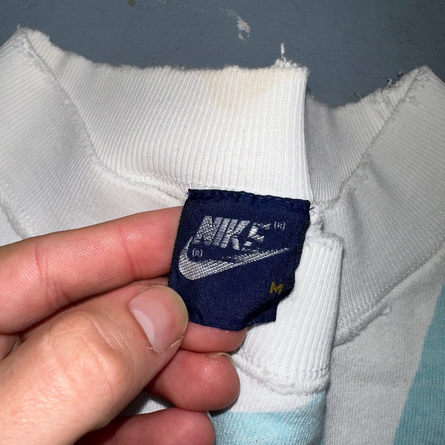 Nike VTG 80s Sweatshirt Crewneck Spell Out Huge Big USA Logo 1980s White Jumper