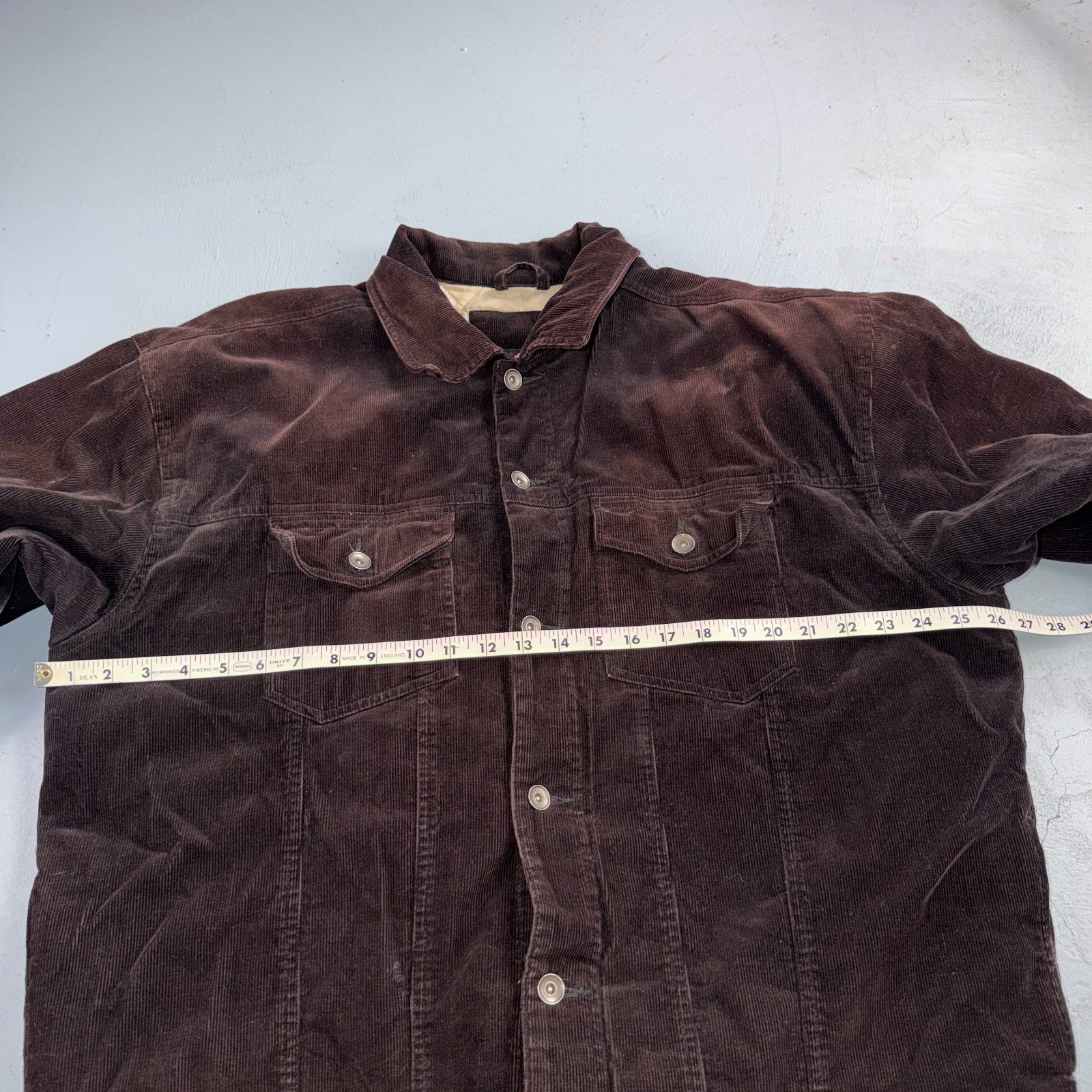 VTG Burnside Corduroy Jacket Size XL Button Front Long Sleeve Brown Outerwear