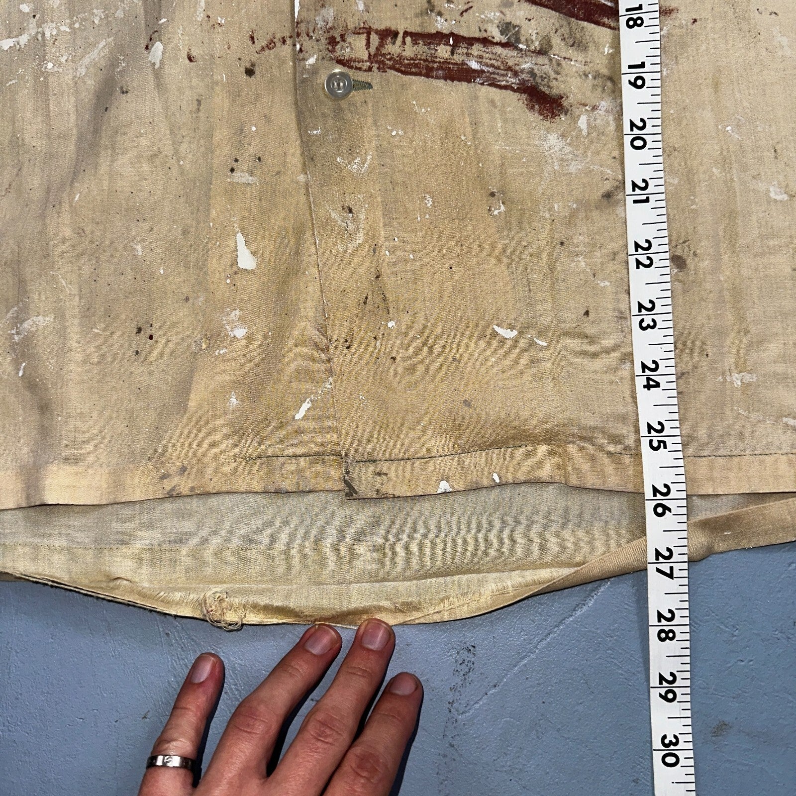 VTG 50s 60s Pennys Towncraft Paint Camp Loop Collar Shirt Rockabilly Button