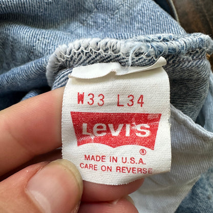 VTG 90s Levis 501 Button Fly 33x34 USA Tag Jeans Acid Wash 80s Act 30x33
