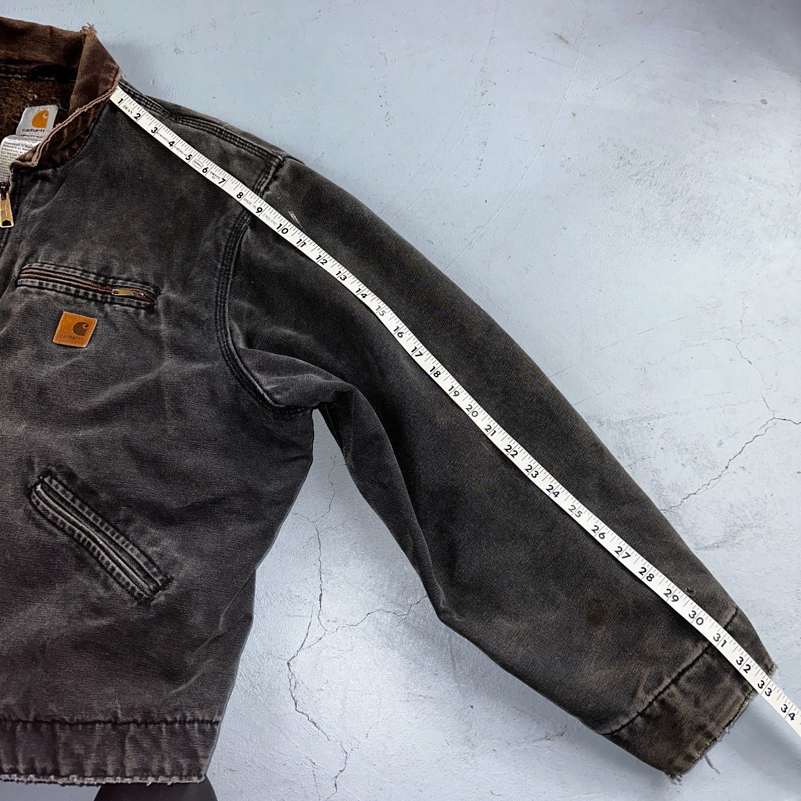 Carhartt VTG Detroit Jacket Men's 2XL Lined Blanket Workwear J97 BLK Thrashed