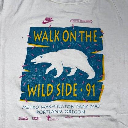Nike Walk On The Wild Side 90s VTG T Shirt 1991 Polar Bear Animals PDX Oregon