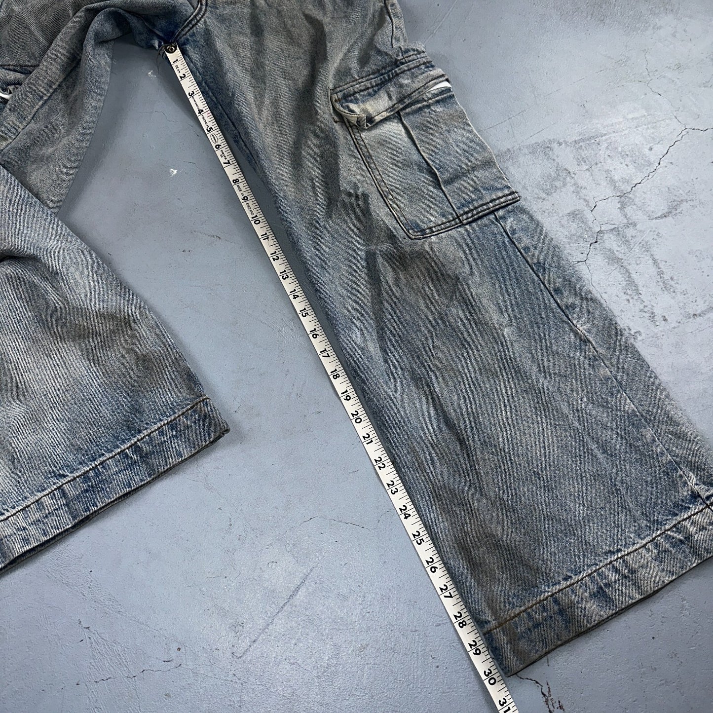 J Galt Jeans Womens Wide Leg Blue Cargo Denim Cotton Light Wash 27x30 Small