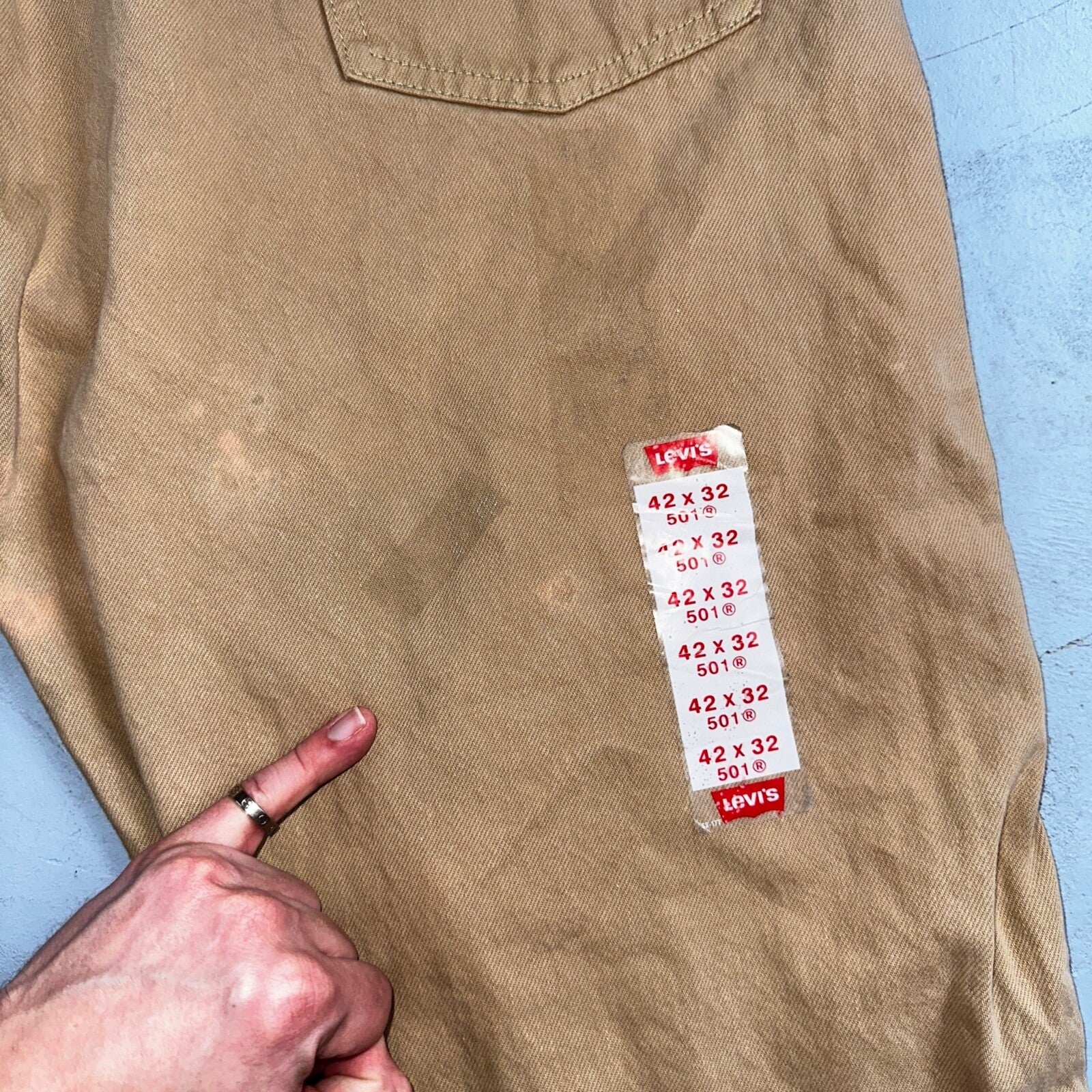 Levis 501 Vintage 90s USA XX Straight Leg Jeans Khaki Brown Wash 42x32 Act 40x32